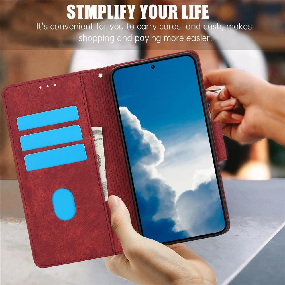 SY-001 For Samsung Galaxy S24 Case Butterfly Flower Leather Cover with Magnetic Clasp - Red - 5