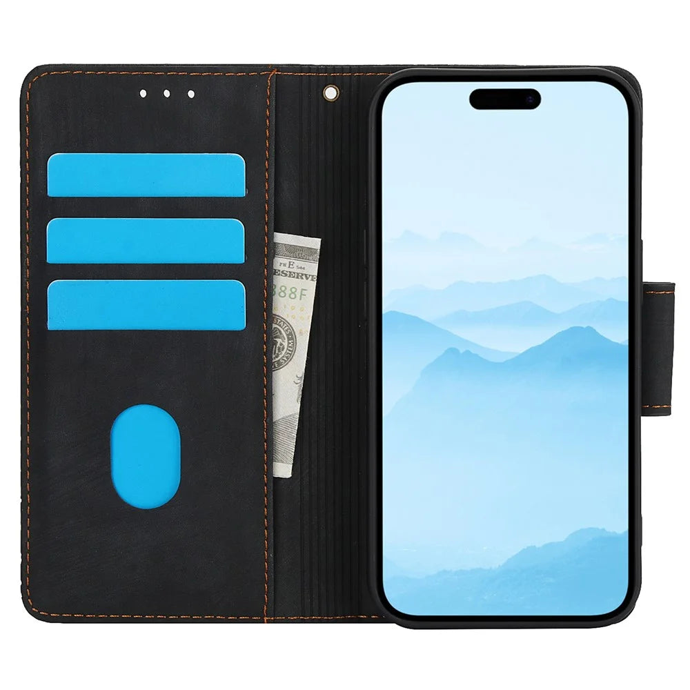 SY-001 For iPhone 15 Plus / 14 Plus Case Folding Stand Butterfly Flower Leather Phone Cover Handbag - Black - 2