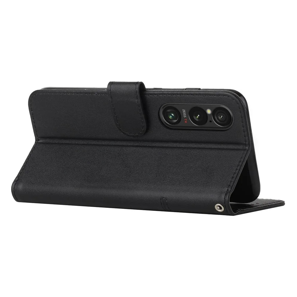 For Sony Xperia 1 VI Phone Case Anti-Scratch PU Leather Stand Wallet Cover - Black - 2