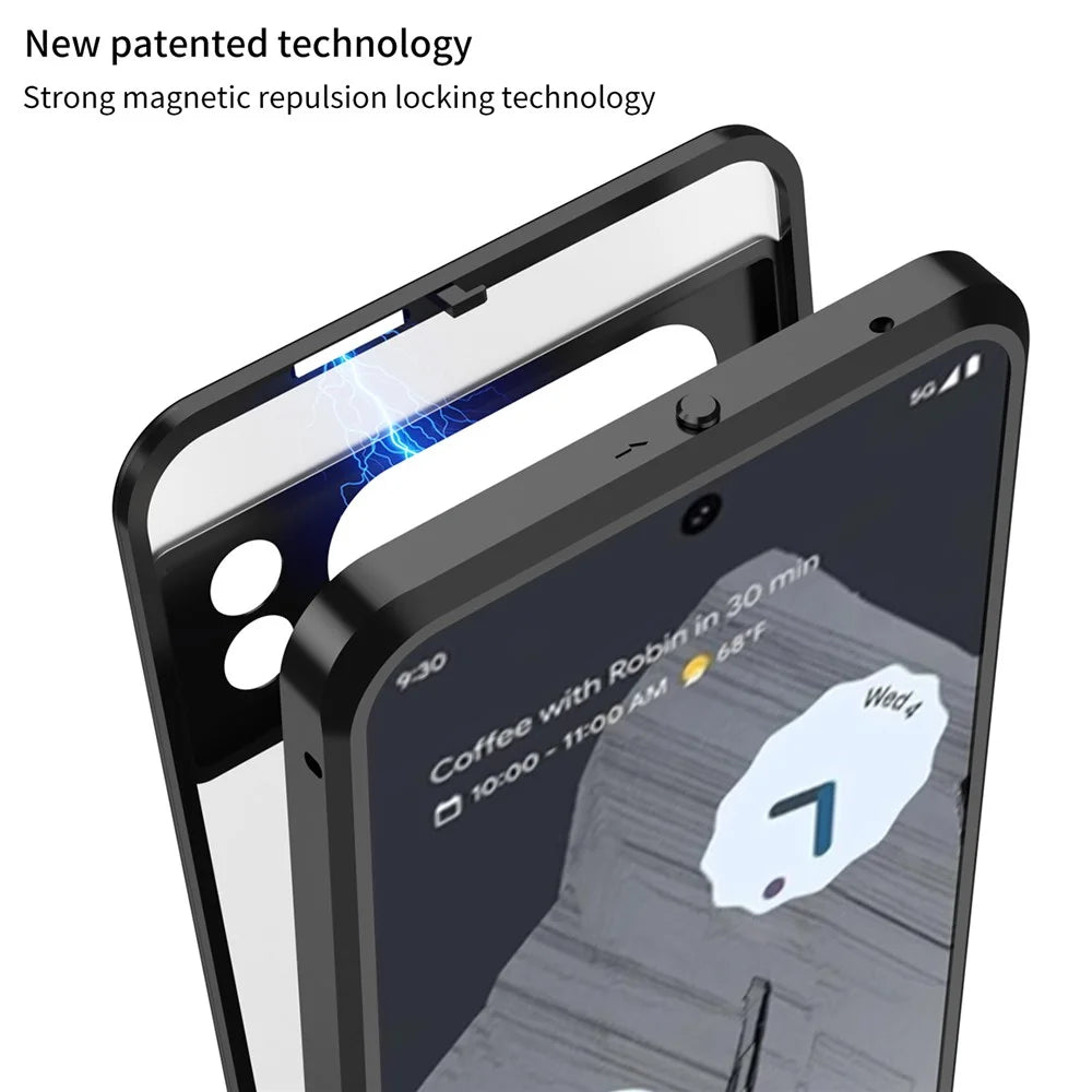 For Google Pixel 8 Case Pop-Up Lock Aluminium Alloy+PC Anti-Drop Phone Cover - Black - 3