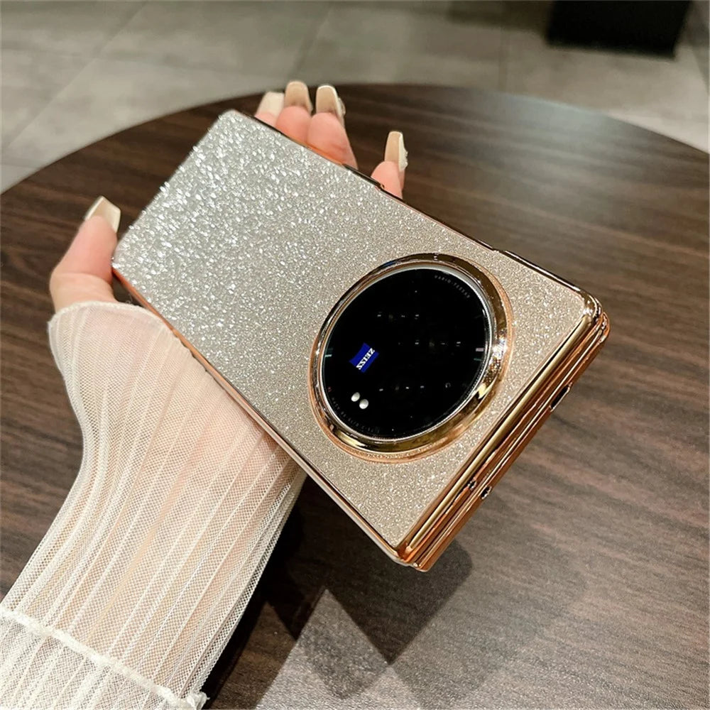 For vivo X Fold3 Case Hard PC Bling Glitter Slim Protective Phone Cover - Gradient Gold - 3