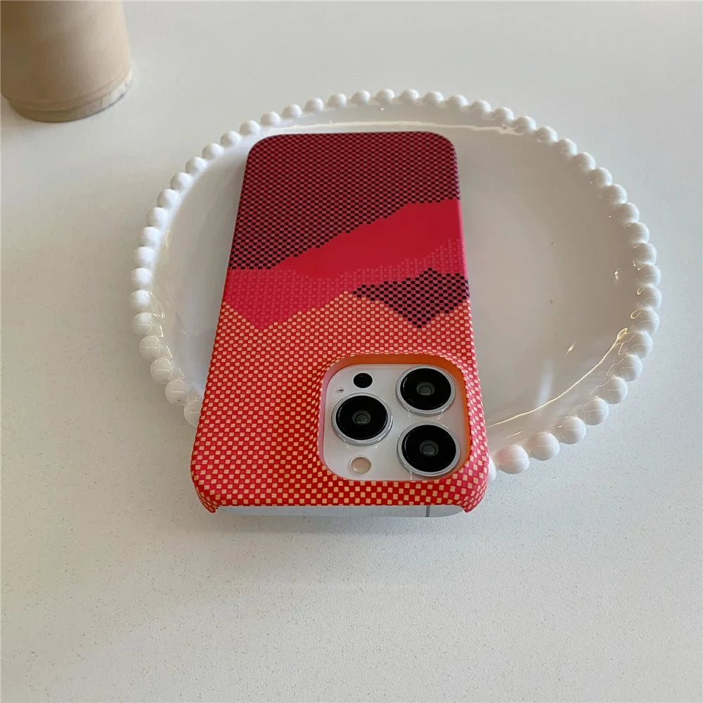 For iPhone 13 Pro Max Case Stylish Pattern Luminous Anti-Drop PC Phone Cover - Orange Mountain - 4