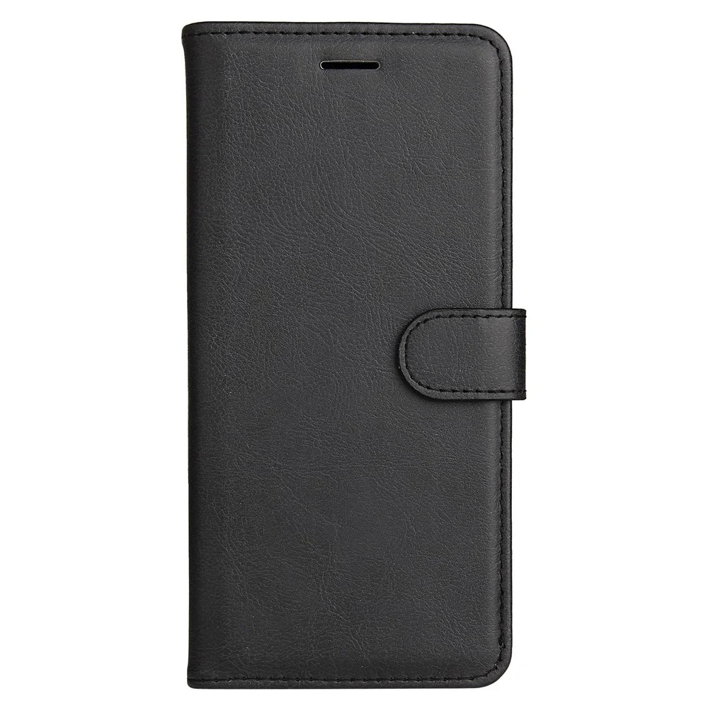 For iPhone 16 Case Solid Color Leather Mobile Cover Wallet Stand with Strap - Black - 7