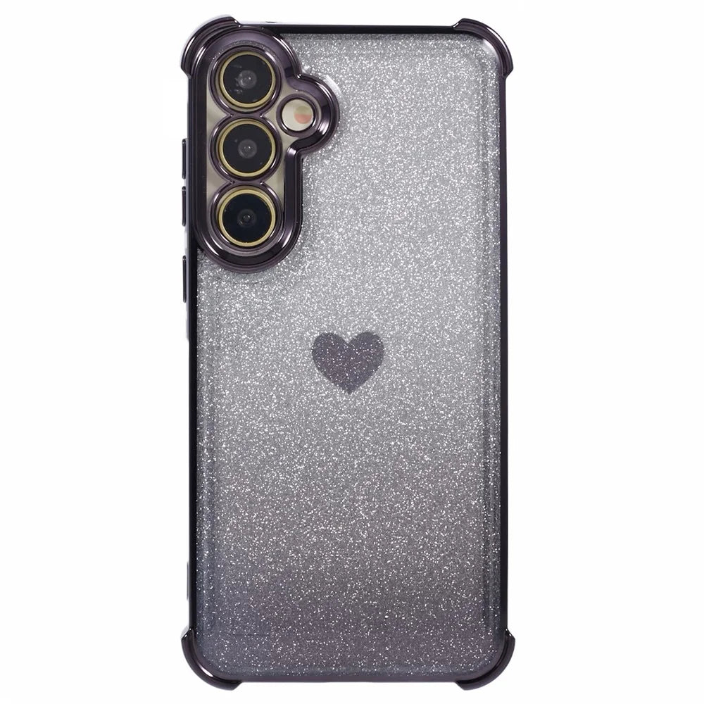 For Samsung Galaxy A15 5G Cell Phone Case Heart Pattern Gradient TPU Drop-Proof Cover - Black - 1