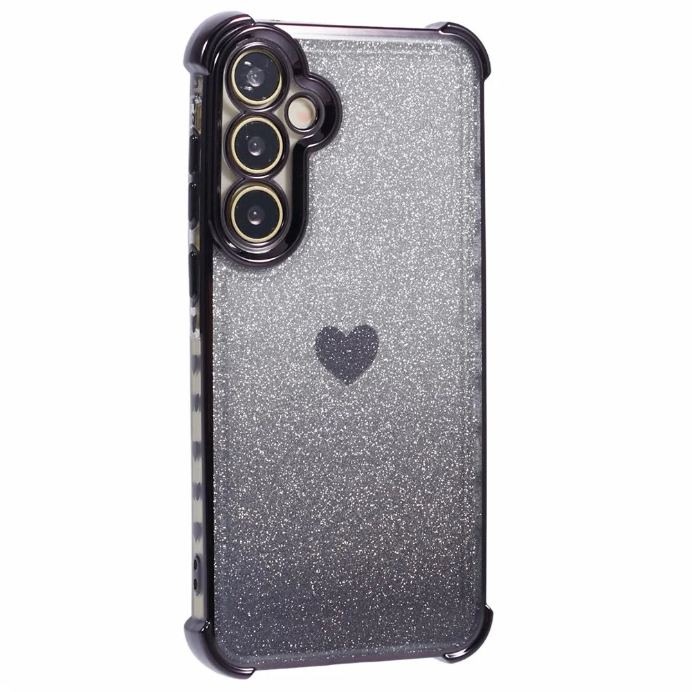 For Samsung Galaxy A15 5G Cell Phone Case Heart Pattern Gradient TPU Drop-Proof Cover - Black - 3