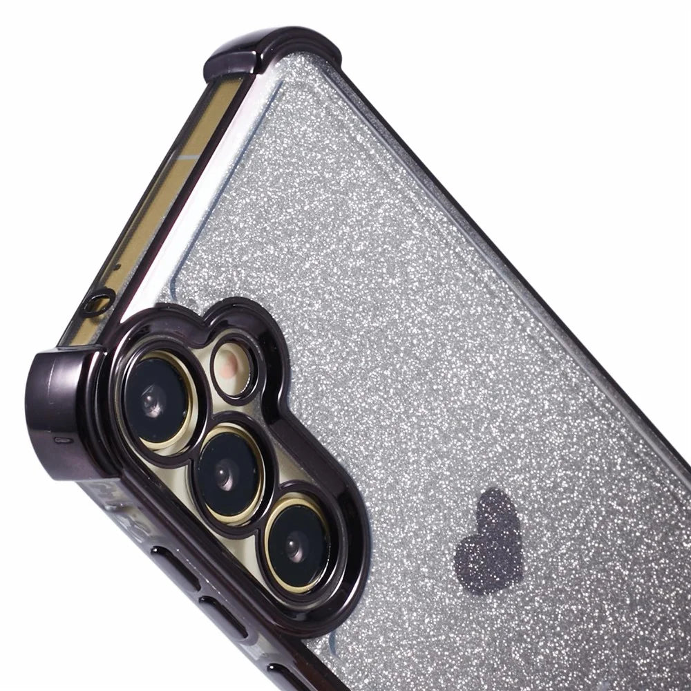 For Samsung Galaxy S24+ Phone Case Heart Pattern Electroplated TPU Glitter Phone Cover - Black - 6