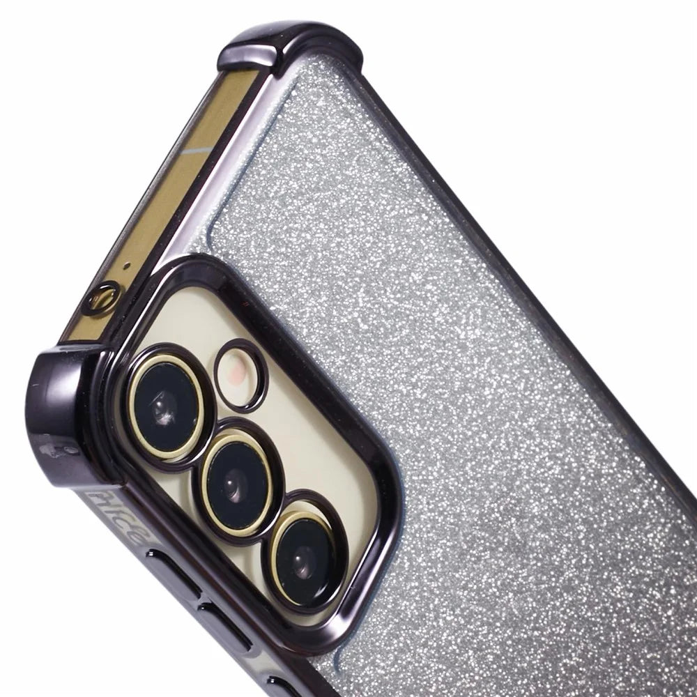 For Samsung Galaxy A34 5G Case TPU Glitter Gradient Love Heart Pattern Phone Cover - Black - 6