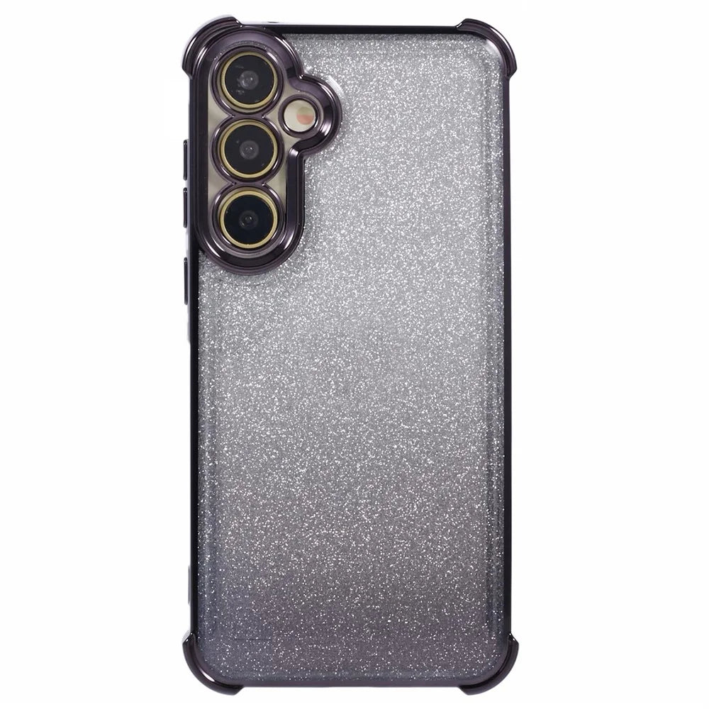 For Samsung Galaxy S24+ Case Love Heart Pattern Glitter Gradient TPU Phone Cover - Black - 1