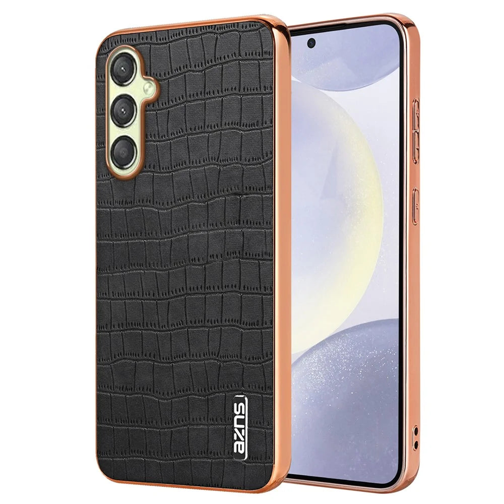 AZNS For Samsung Galaxy A25 5G (Global) (161.0 X 76.5 X 8.3mm) Phone Case Crocodile Texture PU+TPU Case - Black - 1