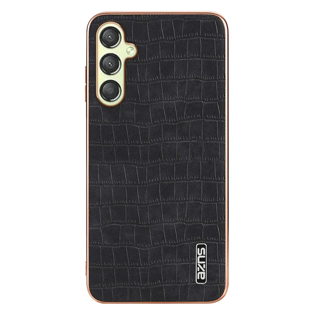 AZNS For Samsung Galaxy A25 5G (Global) (161.0 X 76.5 X 8.3mm) Phone Case Crocodile Texture PU+TPU Case - Black - 2