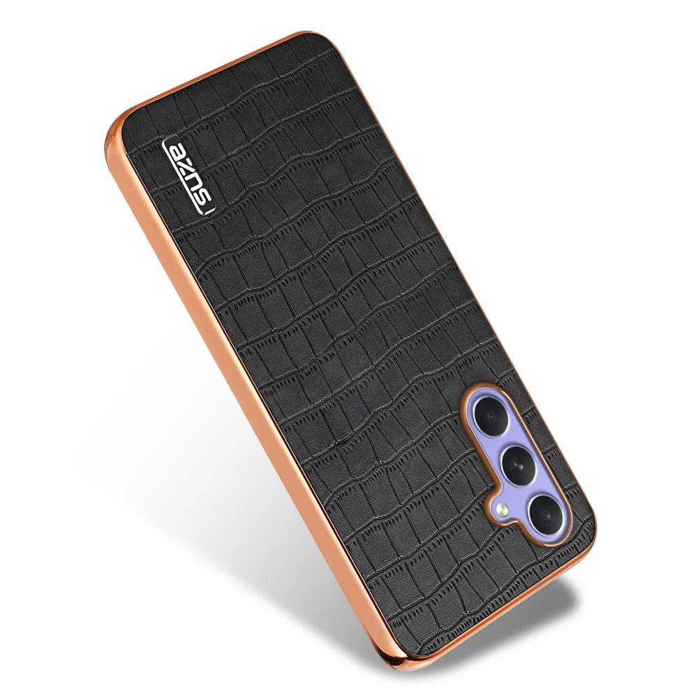 AZNS For Samsung Galaxy A55 5G Case Shockproof Crocodile Texture PU+TPU Phone Cover - Black - 3