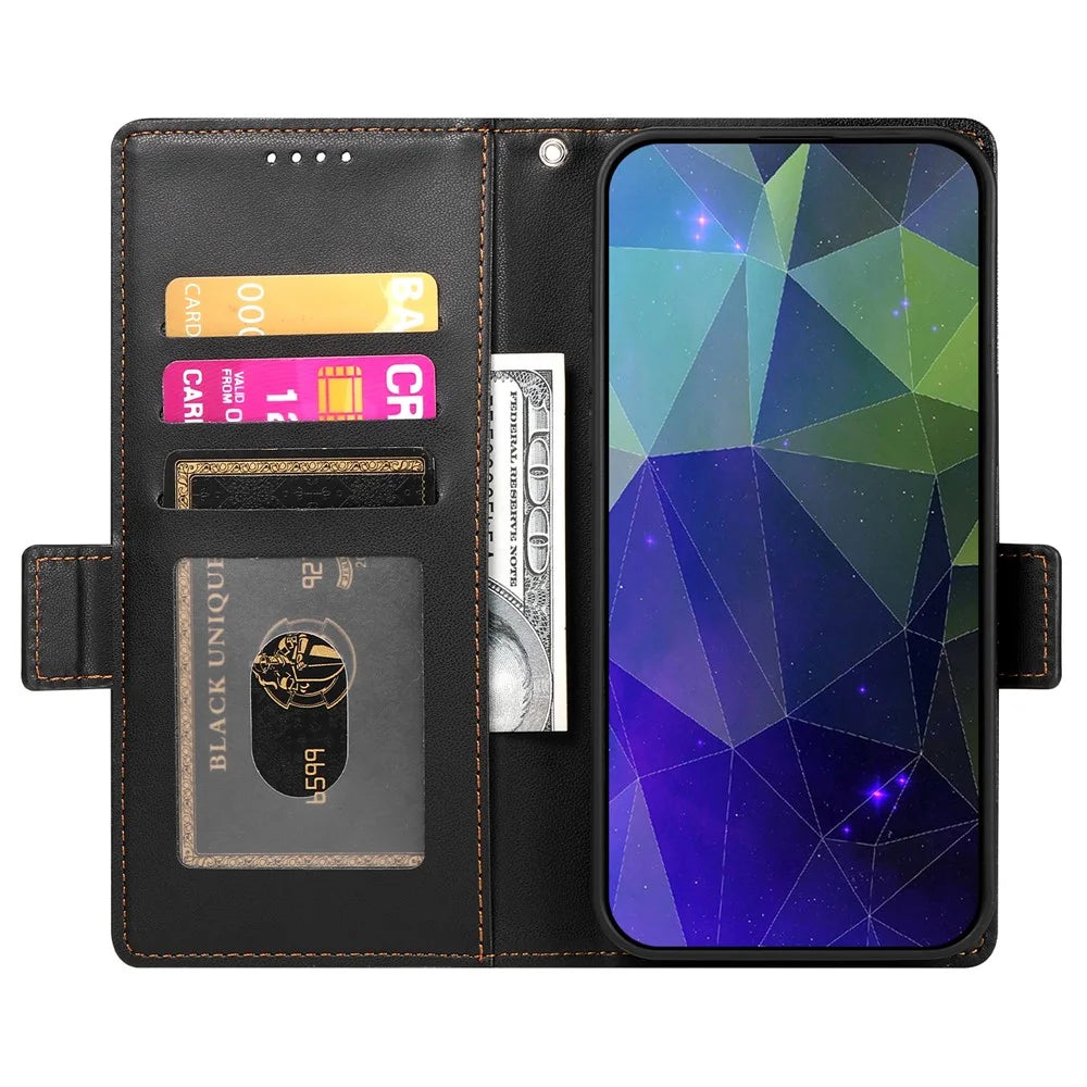 DF-010 For Samsung Galaxy S24 Ultra Case Leather Wallet Folio Flip Phone Cover - Black - 2