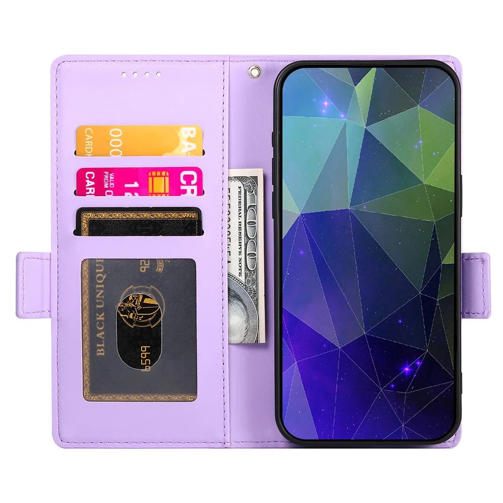 DF-010 For Samsung Galaxy A14 5G / A14 4G Stand Case Anti-Scratch Leather Phone Cover - Purple - 2