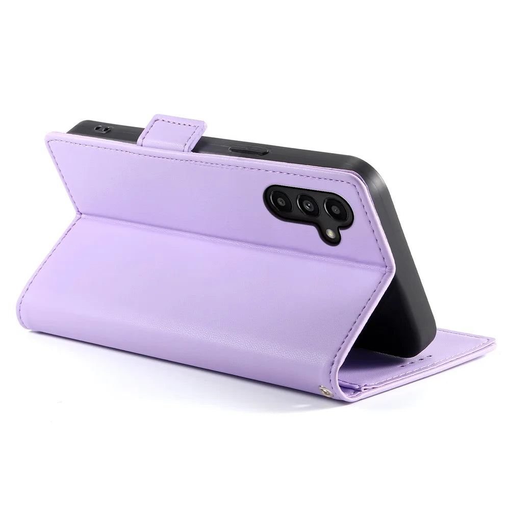 DF-010 For Samsung Galaxy A14 5G / A14 4G Stand Case Anti-Scratch Leather Phone Cover - Purple - 3