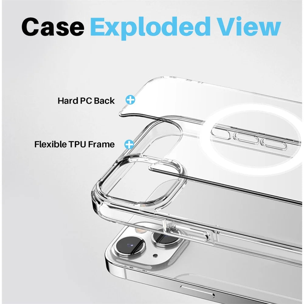 NORTHJO For iPhone 13 PC+TPU Phone Case with Tempered Glass Film + Camera Lens Cover, Compatible with MagSafe - 3