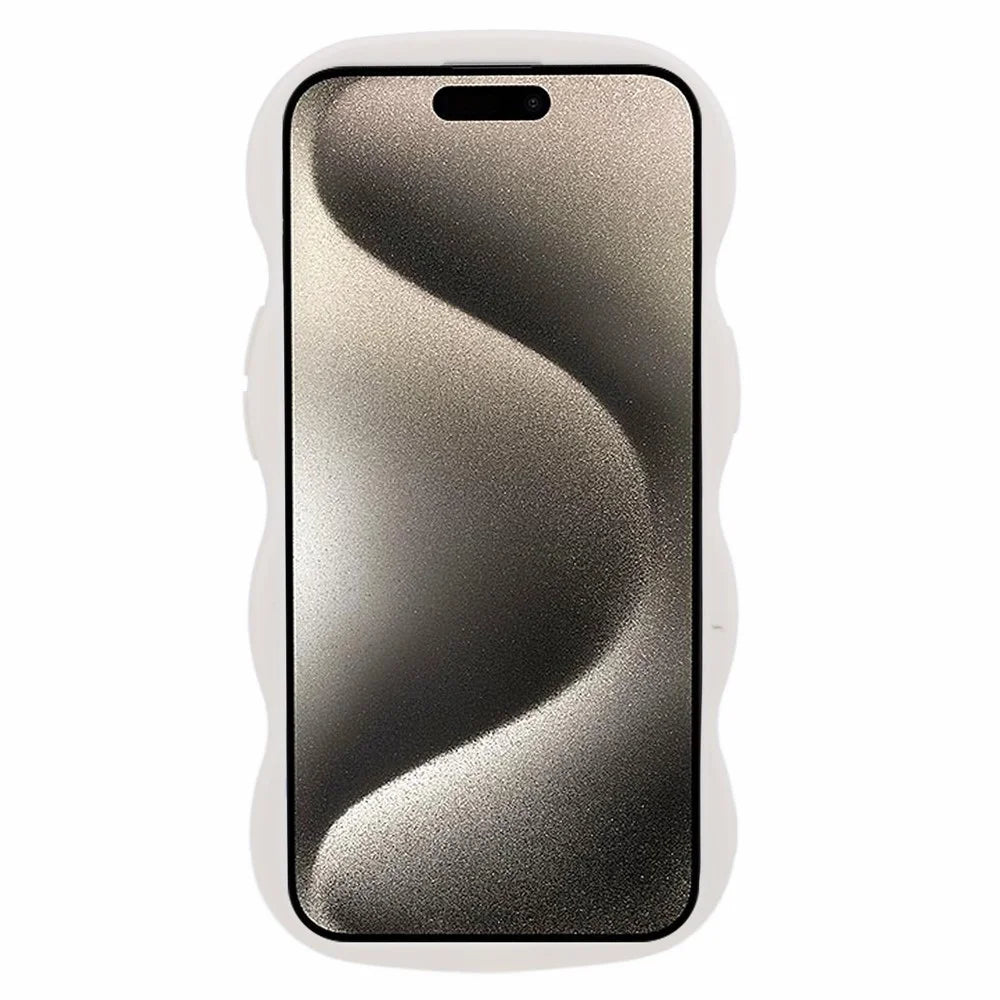 XL Series For iPhone 13 Case TPU Protective Phone Cover Unique Curly Wave Frame - White - 2