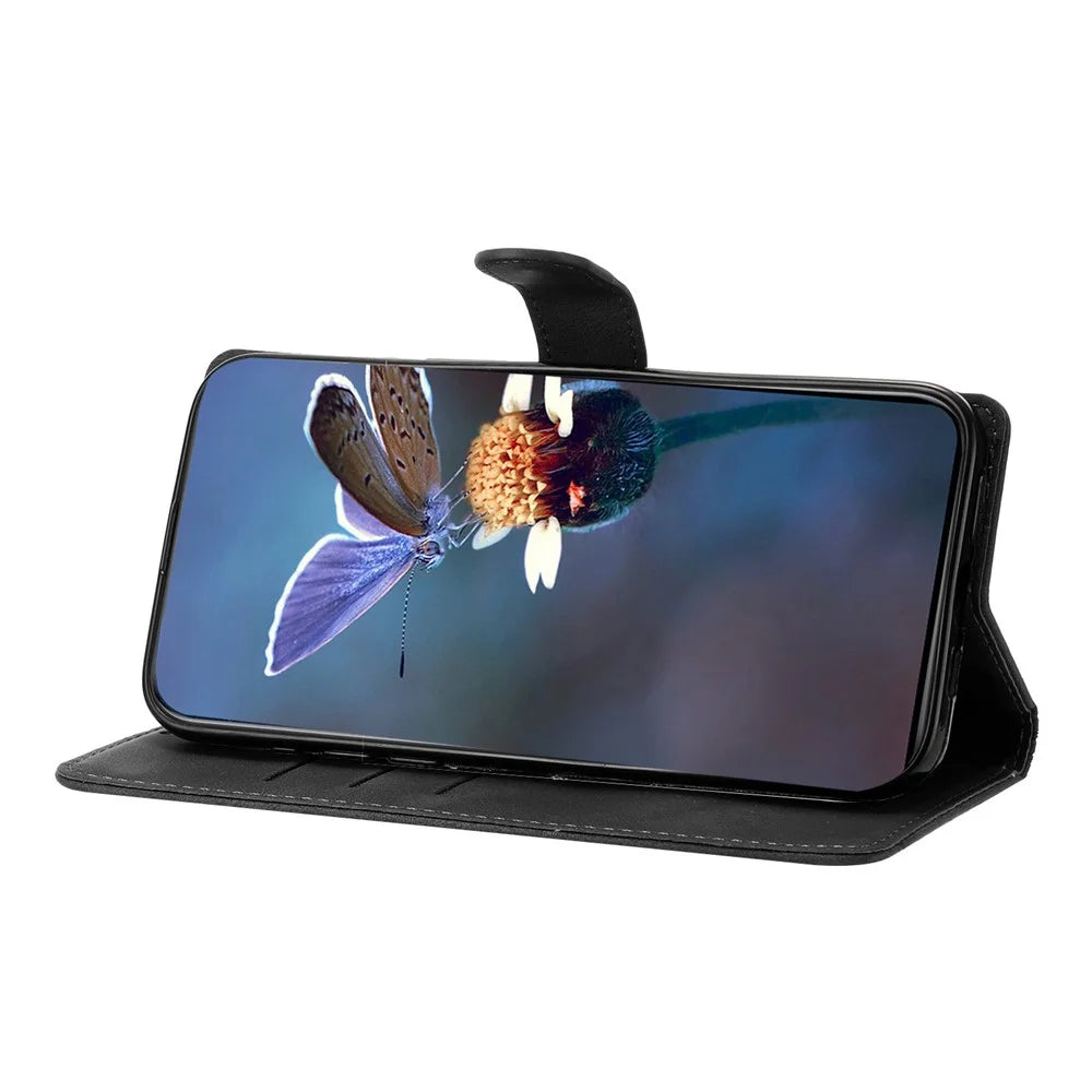 For Samsung Galaxy A14 5G Case Sakura Butterfly Imprint Anti-Scratch PU Leather Phone Cover - Black - 2