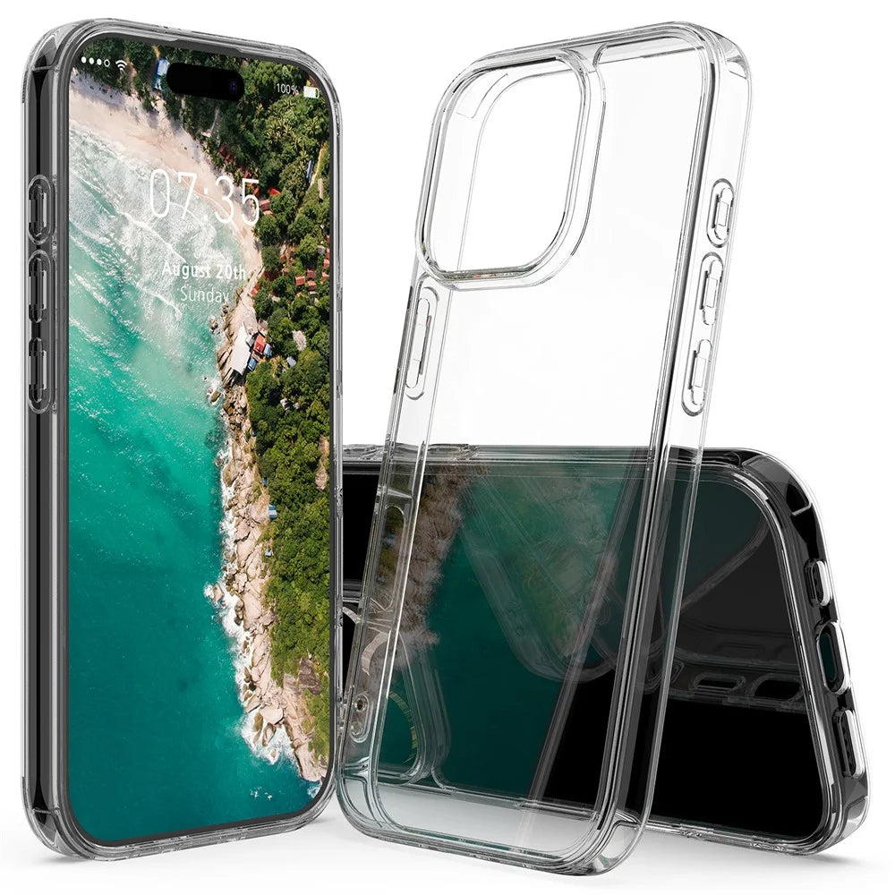 For iPhone 16 Pro Max Clear Case Shockproof Acrylic + TPU Phone Cover - 1