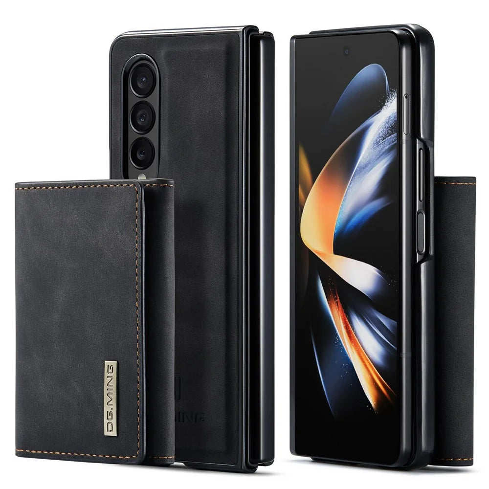 DG.MING M1 Series Phone Case for Samsung Galaxy Z Fold3 5G Detachable 2-in-1 Wallet Phone Case Anti-Drop Cell Phone Case - Black - 1