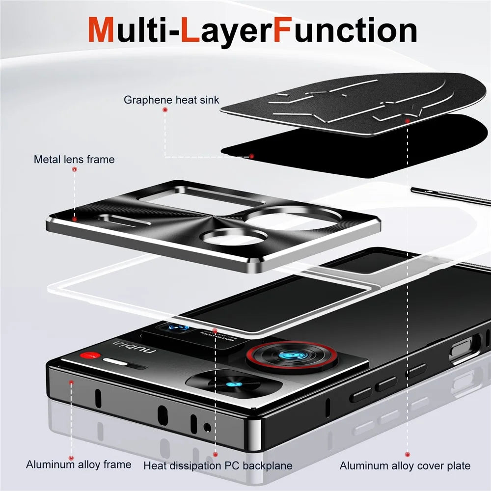 For ZTE nubia Z60 Ultra Case Aluminium Alloy+PC Phone Cover Graphene Heat Dissipation - Black - 4