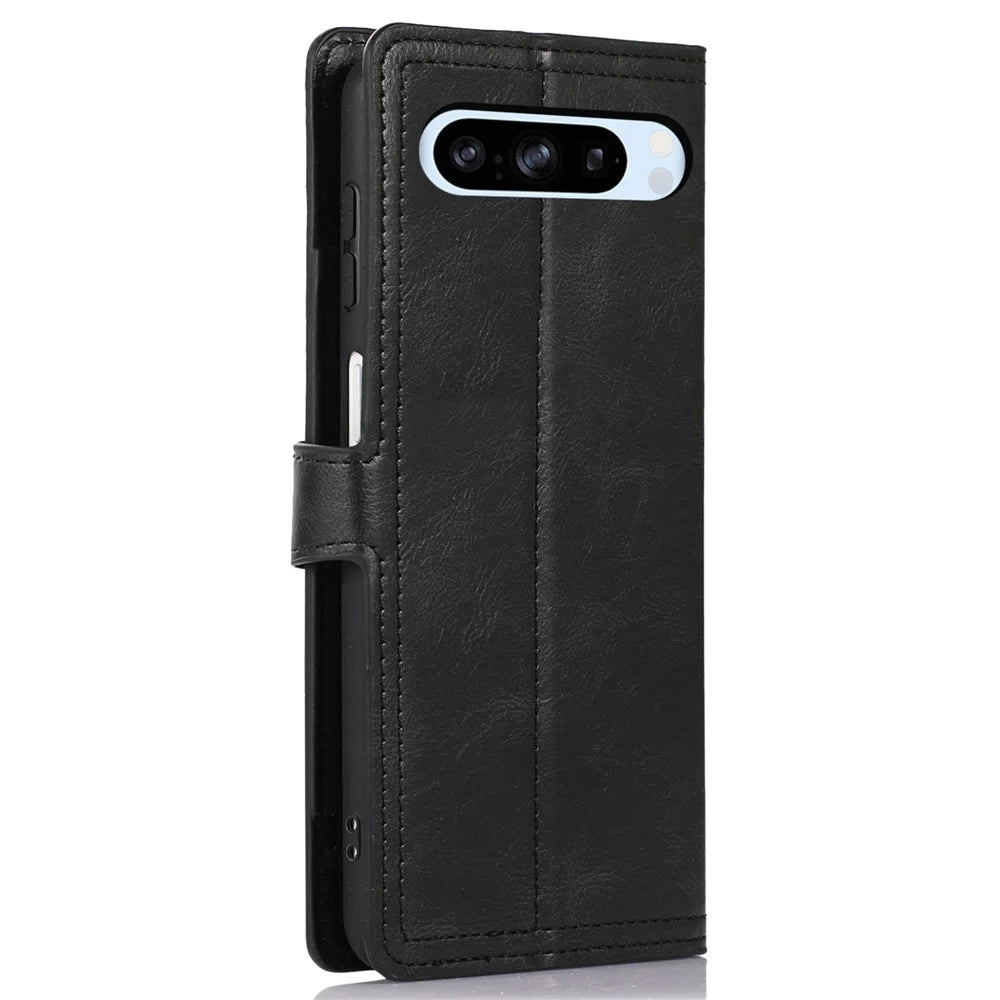 For Google Pixel 8 Pro Case Zipper Flip Leather Phone Cover Card Holder - Black - 7