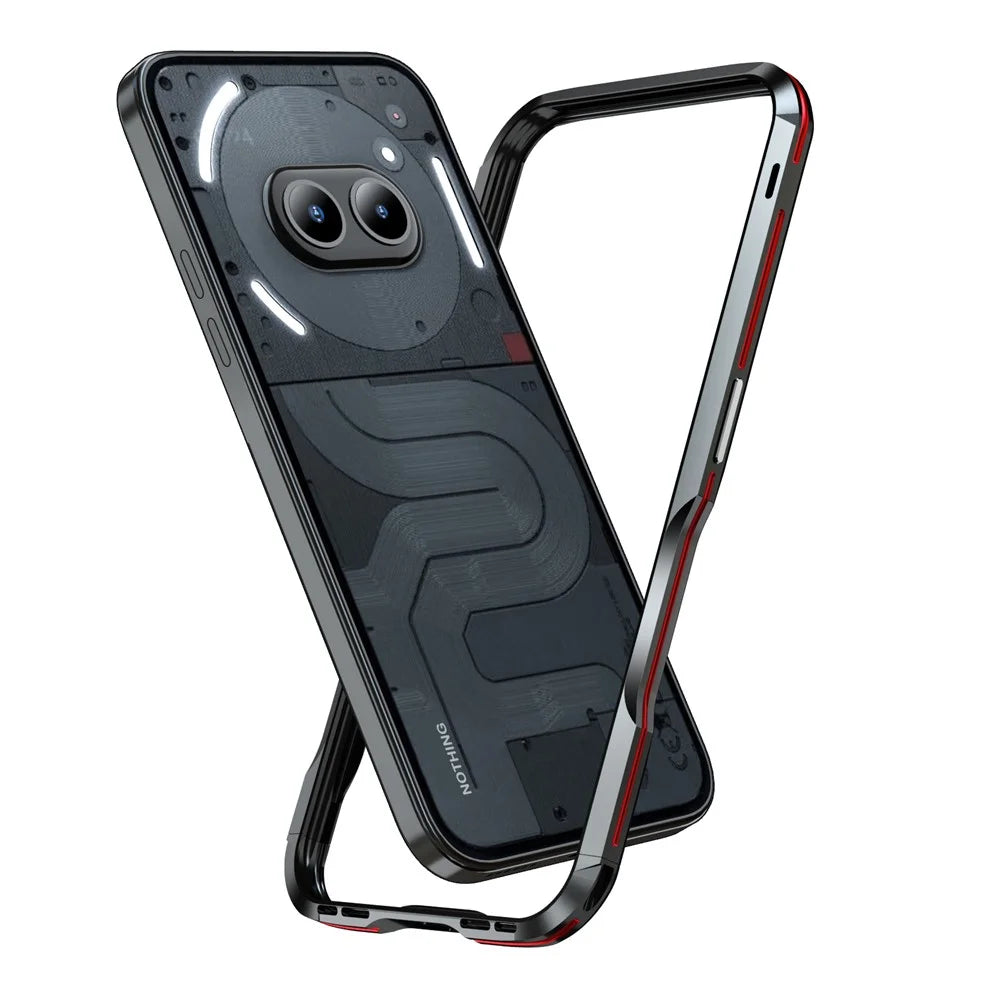 LUPHIE For Nothing Phone (2a) Plus / Phone (2a) Case Metal Bumper Frame Shock Absorbent - Black  /  Red - 2