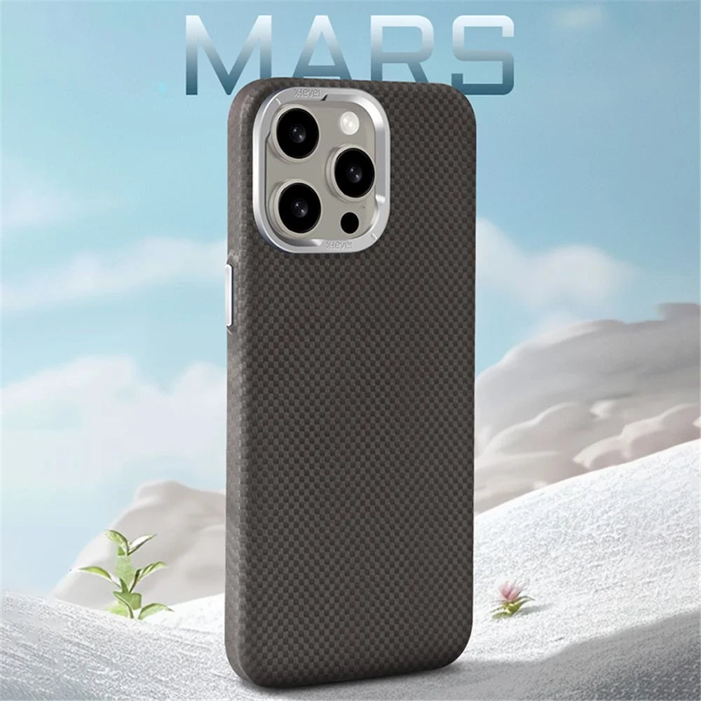 X-LEVEL For iPhone 14 Pro Max Cell Phone Case Carbon Fiber+Metal Cover Compatible with MagSafe - Black - 2