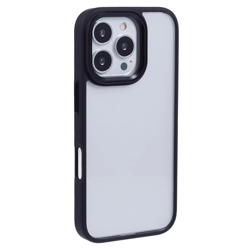 For iPhone 16 Pro Cell Phone Cases Shockproof Clear PC+TPU Back Cover - Black - 3