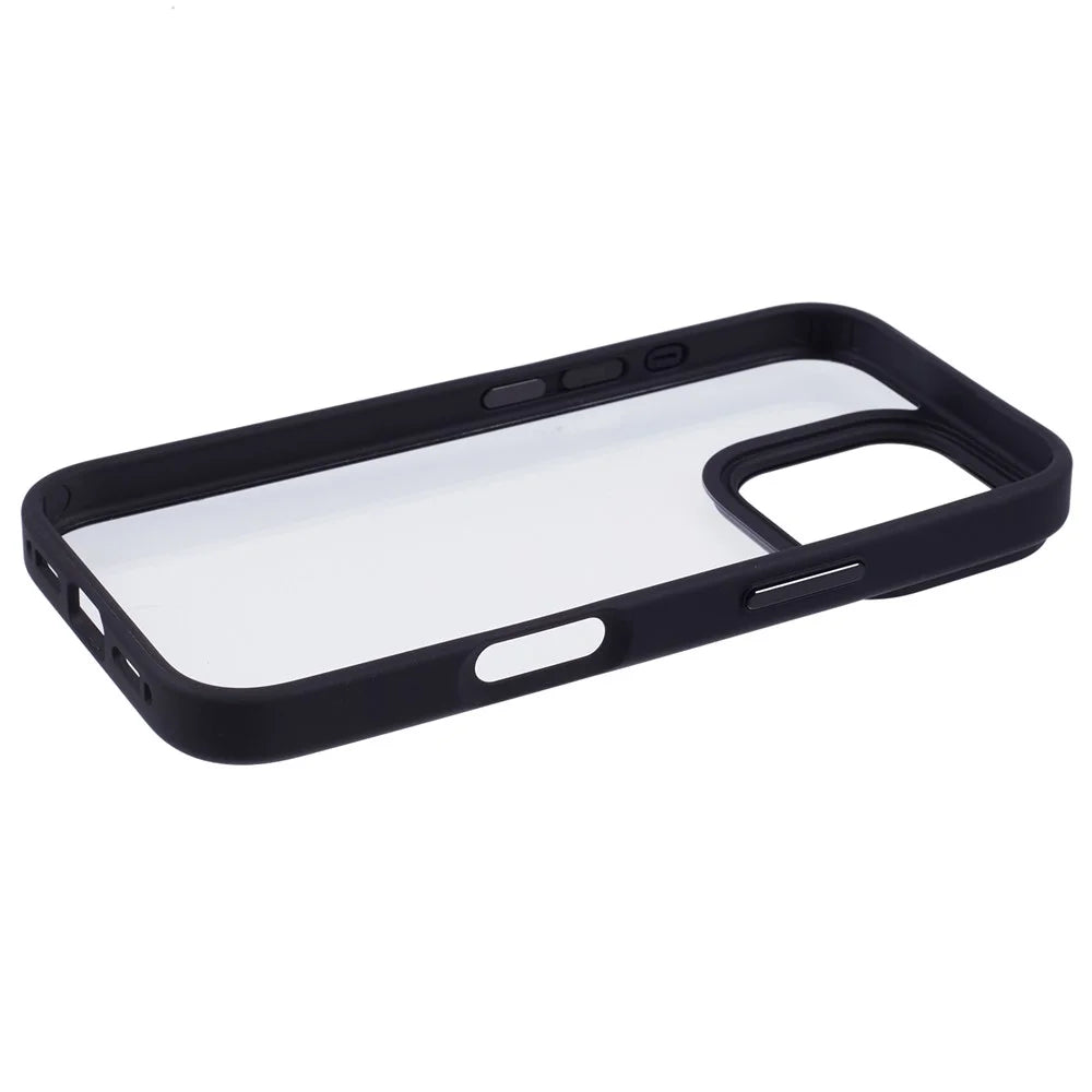 For iPhone 16 Pro Cell Phone Cases Shockproof Clear PC+TPU Back Cover - Black - 4