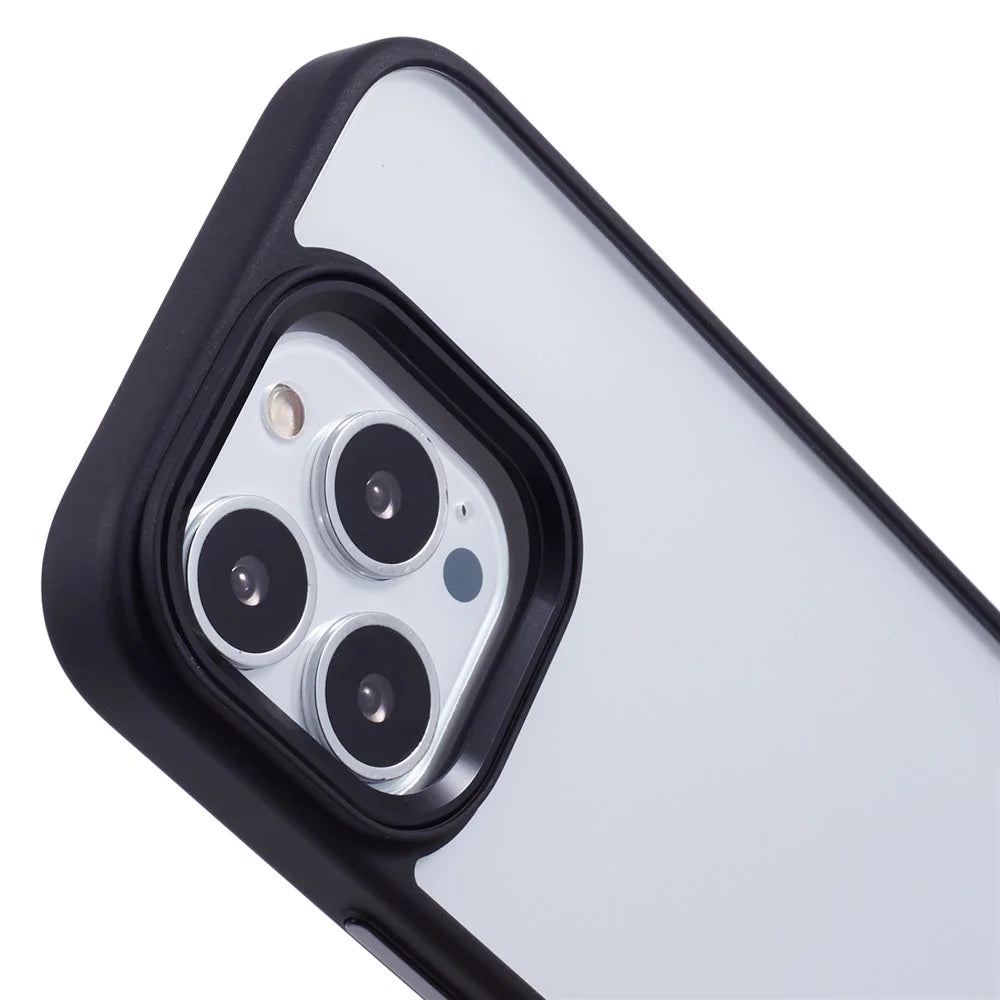 For iPhone 16 Pro Cell Phone Cases Shockproof Clear PC+TPU Back Cover - Black - 6