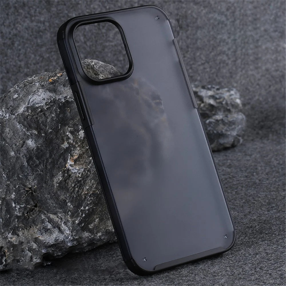 X-LEVEL For iPhone 12 / 12 Pro Case PC+TPU Matte Shockproof Cell Phone Cover - Black - 1
