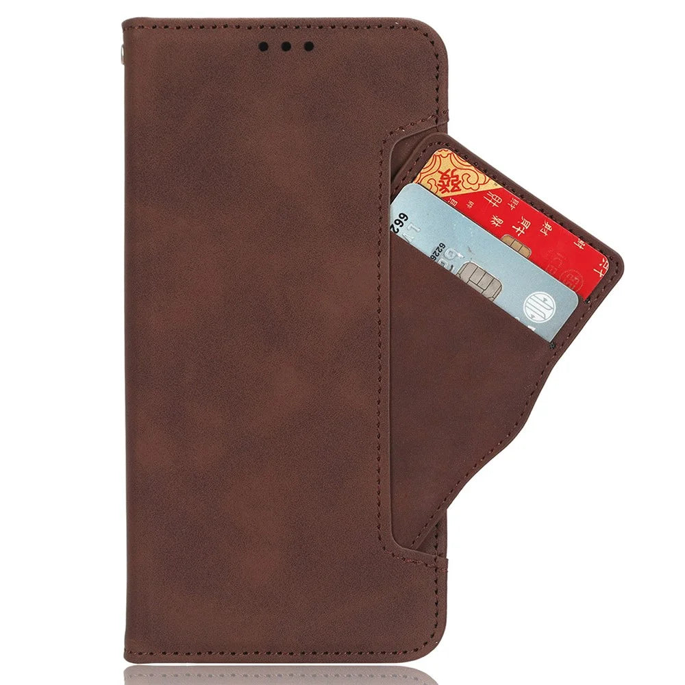 For Blackview Color 8 / Oscal Modern 8 Case Leather Phone Cover Multiple Card Slots Folio Purse - Brown - 2