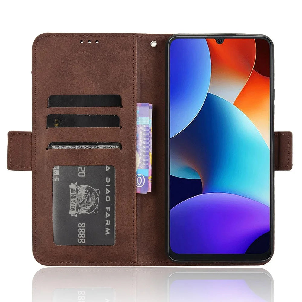 For Blackview Color 8 / Oscal Modern 8 Case Leather Phone Cover Multiple Card Slots Folio Purse - Brown - 3