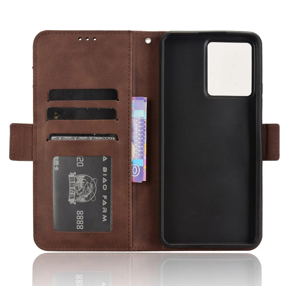 For Blackview Color 8 / Oscal Modern 8 Case Leather Phone Cover Multiple Card Slots Folio Purse - Brown - 5