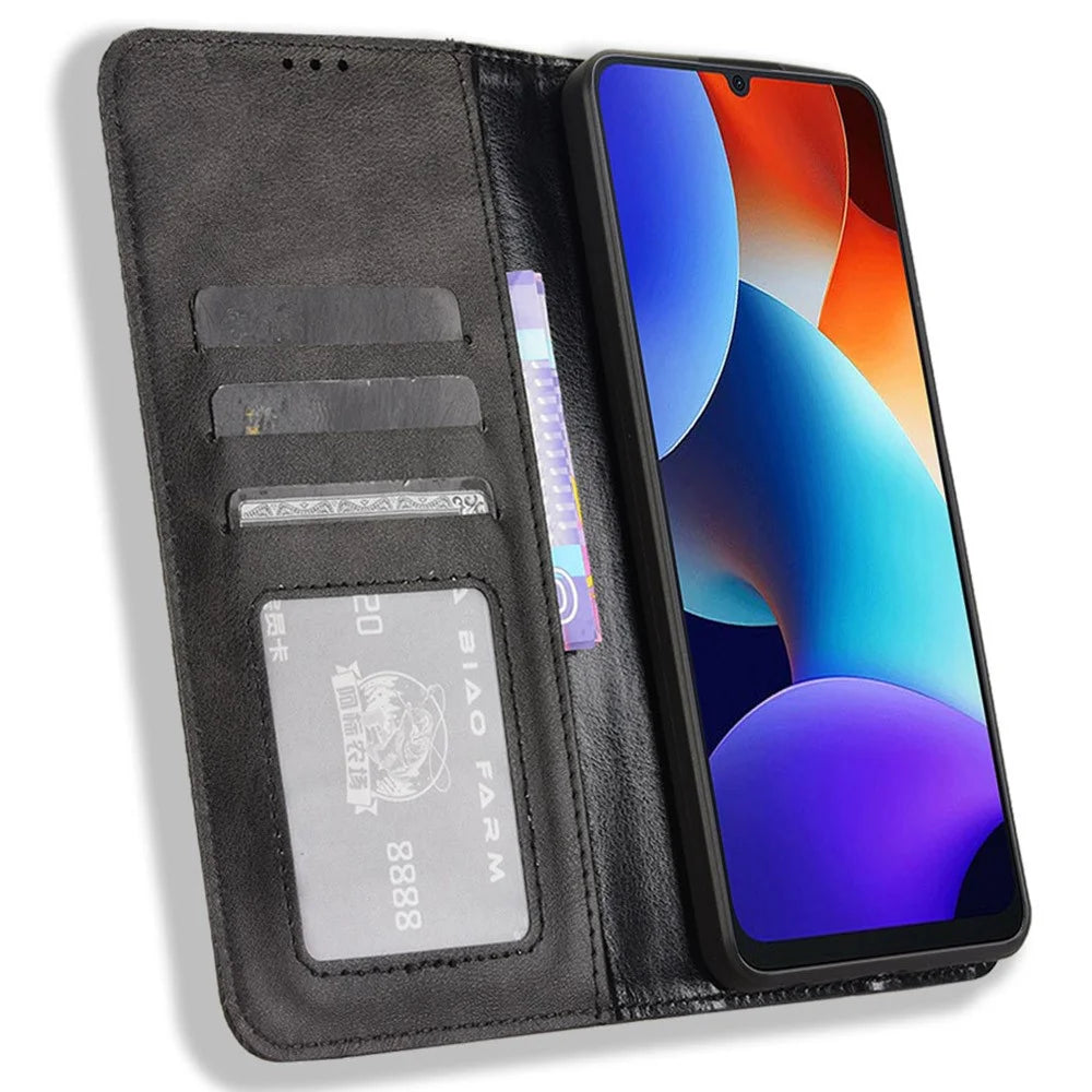 For Blackview Color 8 / Oscal Modern 8 Case Retro Leather Phone Cover Wallet Magnetic Absorption Protection - Black - 2