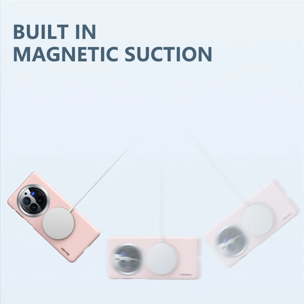 SULADA For vivo X Fold3 Pro Magnetic Case Leather+PC Folding Phone Cover with Spring Hinge - Pink - 2