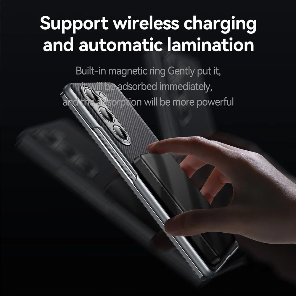 SULADA For Samsung Galaxy Z Fold5 5G Magnetic Case Leather+PC Phone Cover Automatic Rebound Hinge - Black - 2