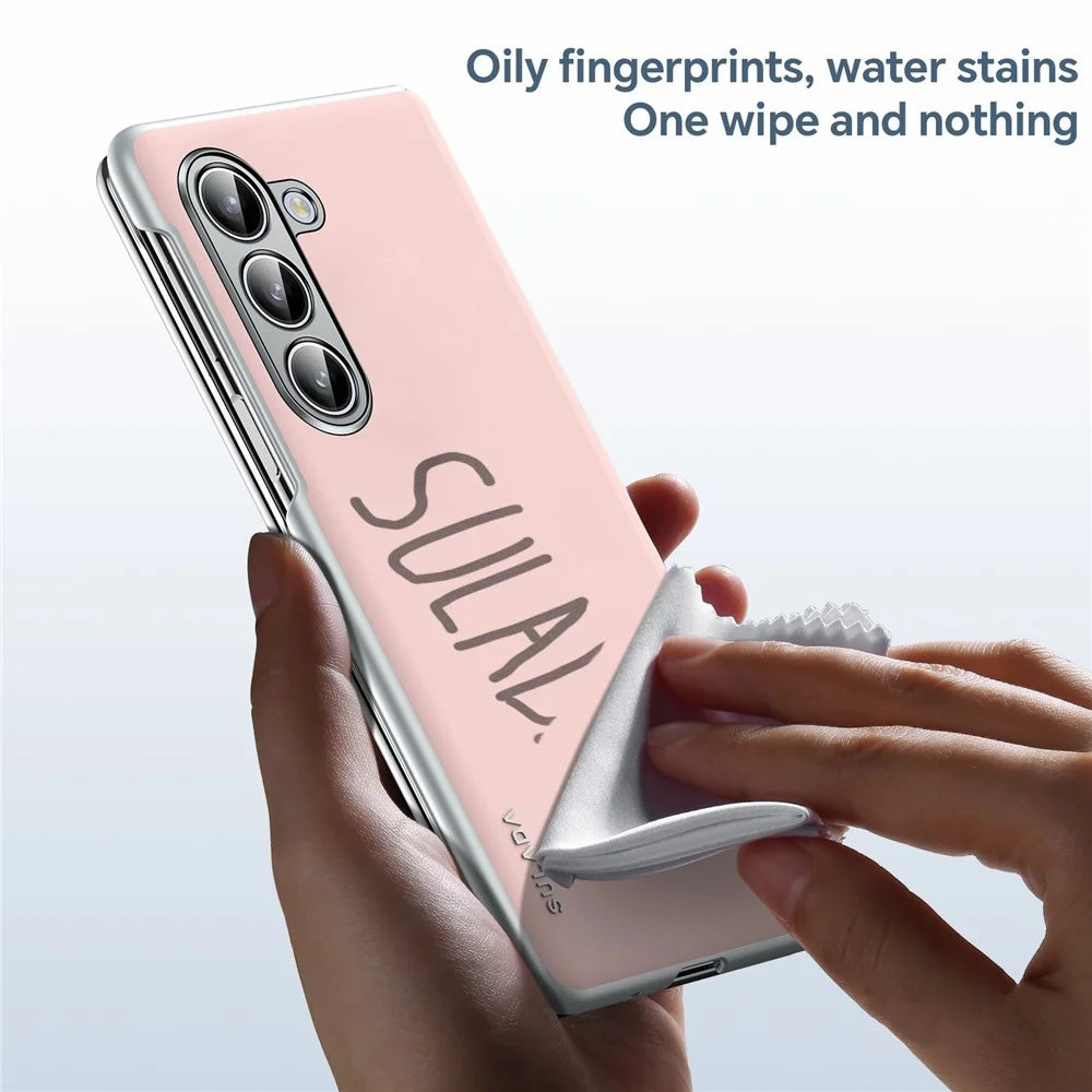 SULADA For Samsung Galaxy Z Fold6 5G Case Leather Back Cover Magnetic Case Hinge Protection - Pink - 2