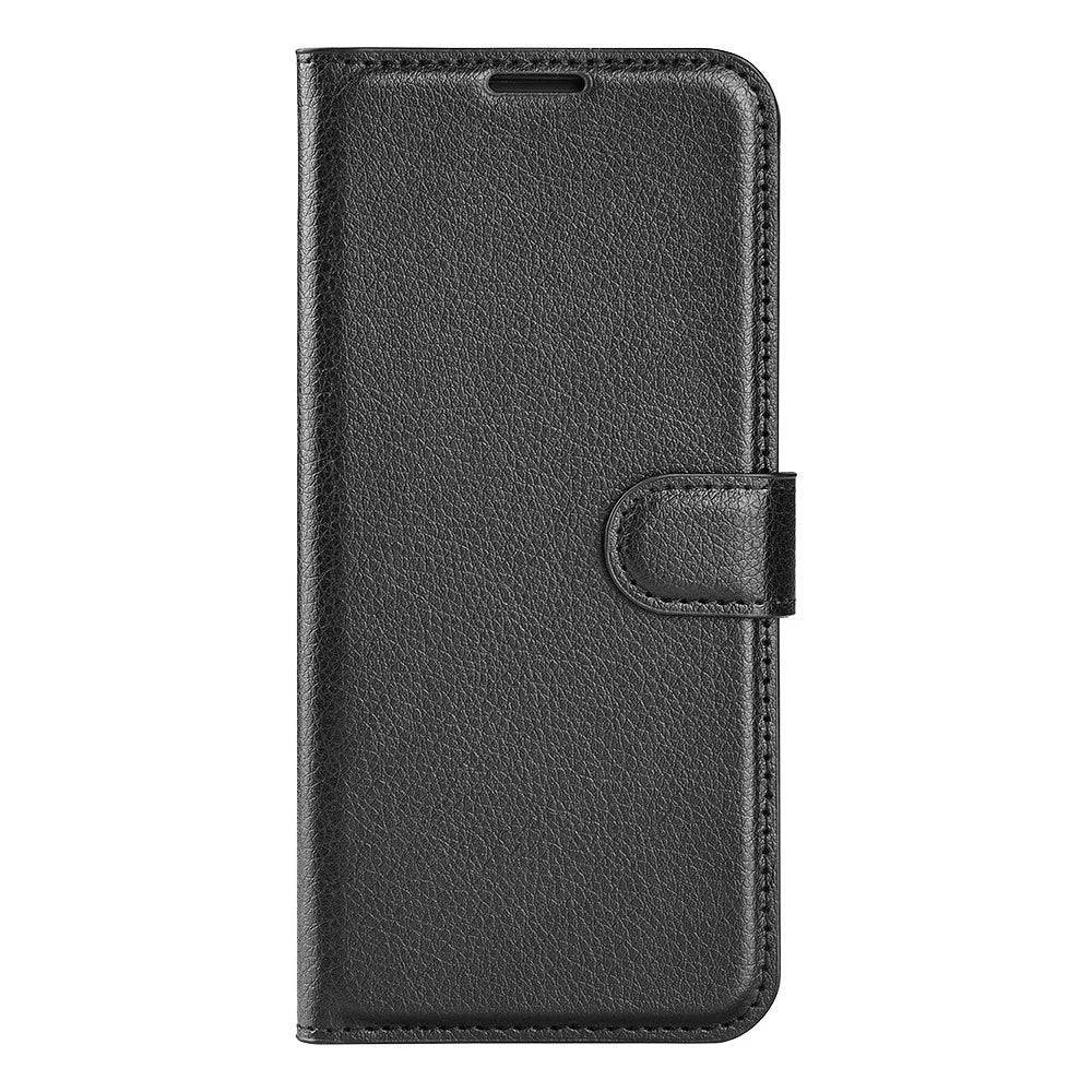 For Samsung Galaxy M15 5G Case Litchi Texture Leather Phone Cover Card Slot Magnetic Clasp - Black - 7
