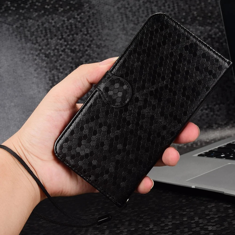 For Blackview Shark 8 / Oscal Tiger 12 Case Dot Pattern PU Leather Phone Cover Magnetic Clasp Stand - Black - 5