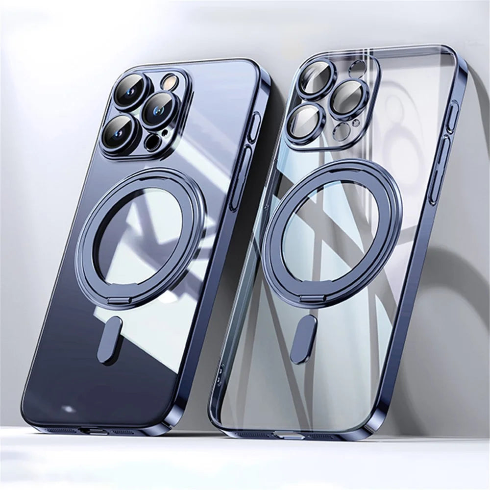 For iPhone 14 Pro Case Kickstand PC+TPU Phone Cover Compatible with MagSafe - Blue - 1