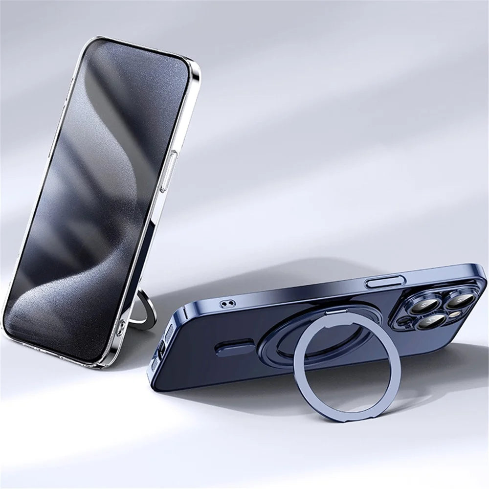 For iPhone 14 Pro Case Kickstand PC+TPU Phone Cover Compatible with MagSafe - Blue - 2
