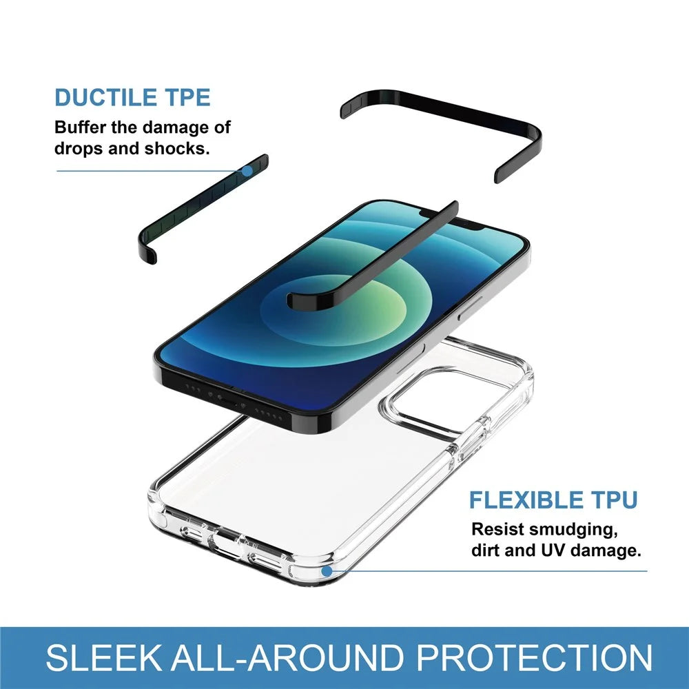 For iPhone 13 mini 5.4 inch Slim Fit Shock Absorption Phone Shell Black Frame Frop Protection Clear TPU Panel Phone Case - 6