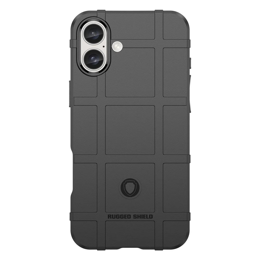 For iPhone 16 Plus Case Soft TPU Phone Cover Square Grid Texture Anti-Slip - Black - 2