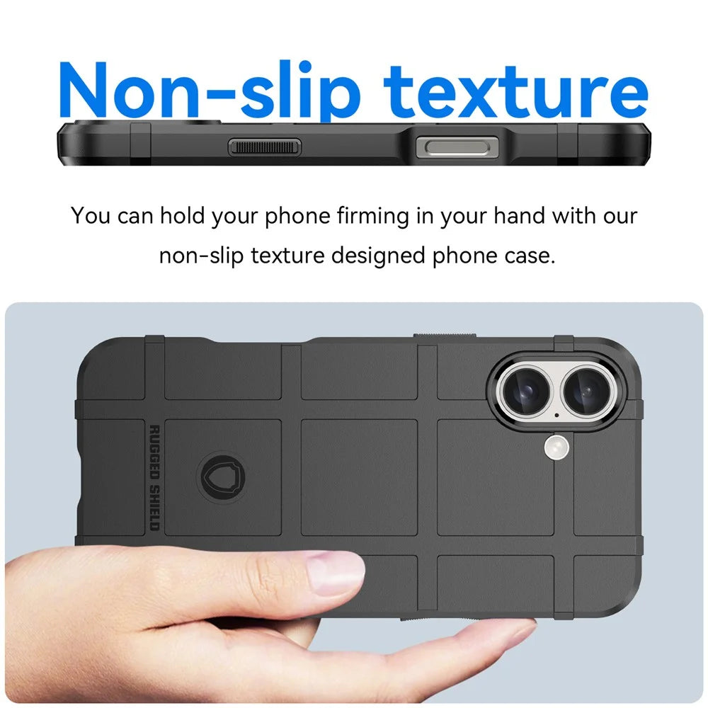 For iPhone 16 Plus Case Soft TPU Phone Cover Square Grid Texture Anti-Slip - Black - 4