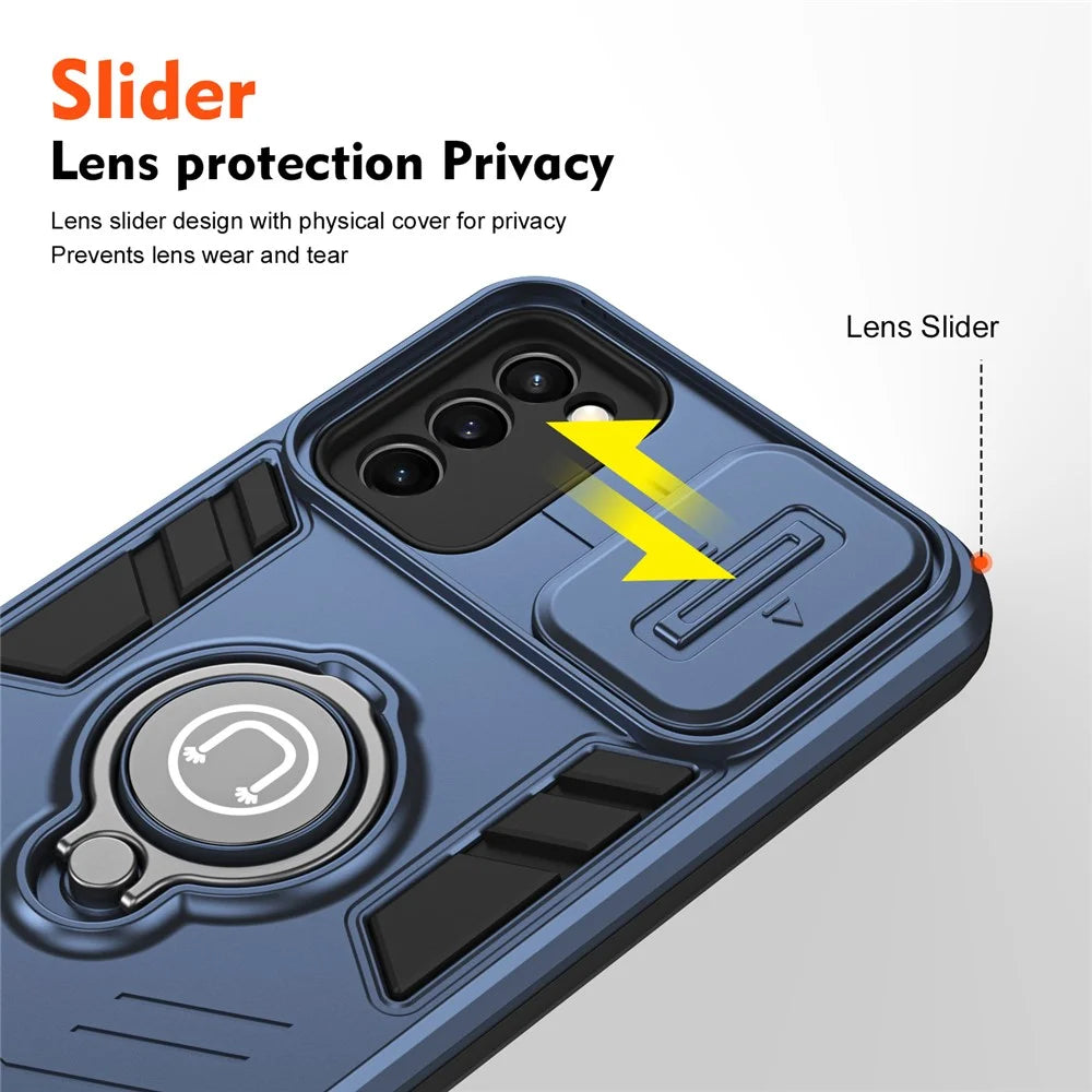 For Samsung Galaxy A03s (164.2mm) / A02s (164.2mm) Case TPU+PC Kickstand Phone Cover - Blue - 3