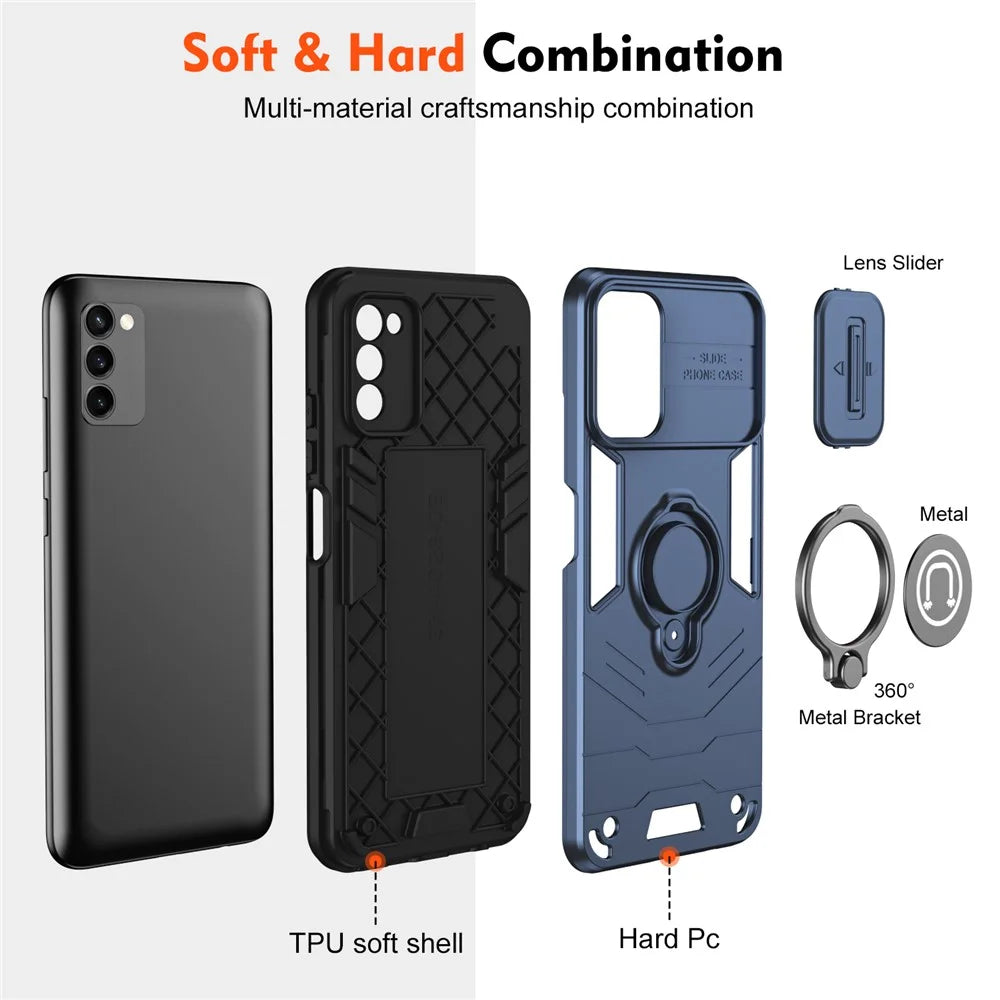 For Samsung Galaxy A03s (164.2mm) / A02s (164.2mm) Case TPU+PC Kickstand Phone Cover - Blue - 6
