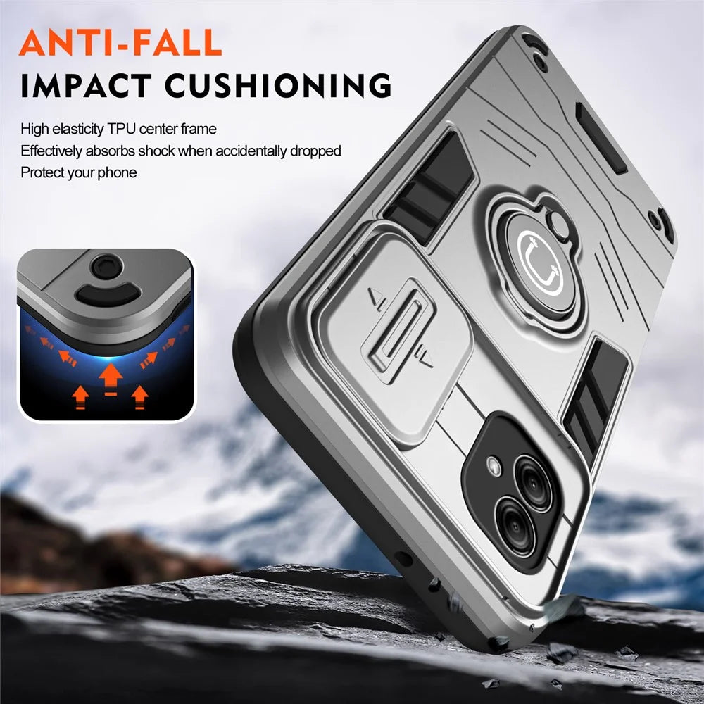 For Samsung Galaxy A04e 4G / M04 4G / F04 4G Kickstand Case PC+TPU Slim-Fit Phone Cover - Grey - 4