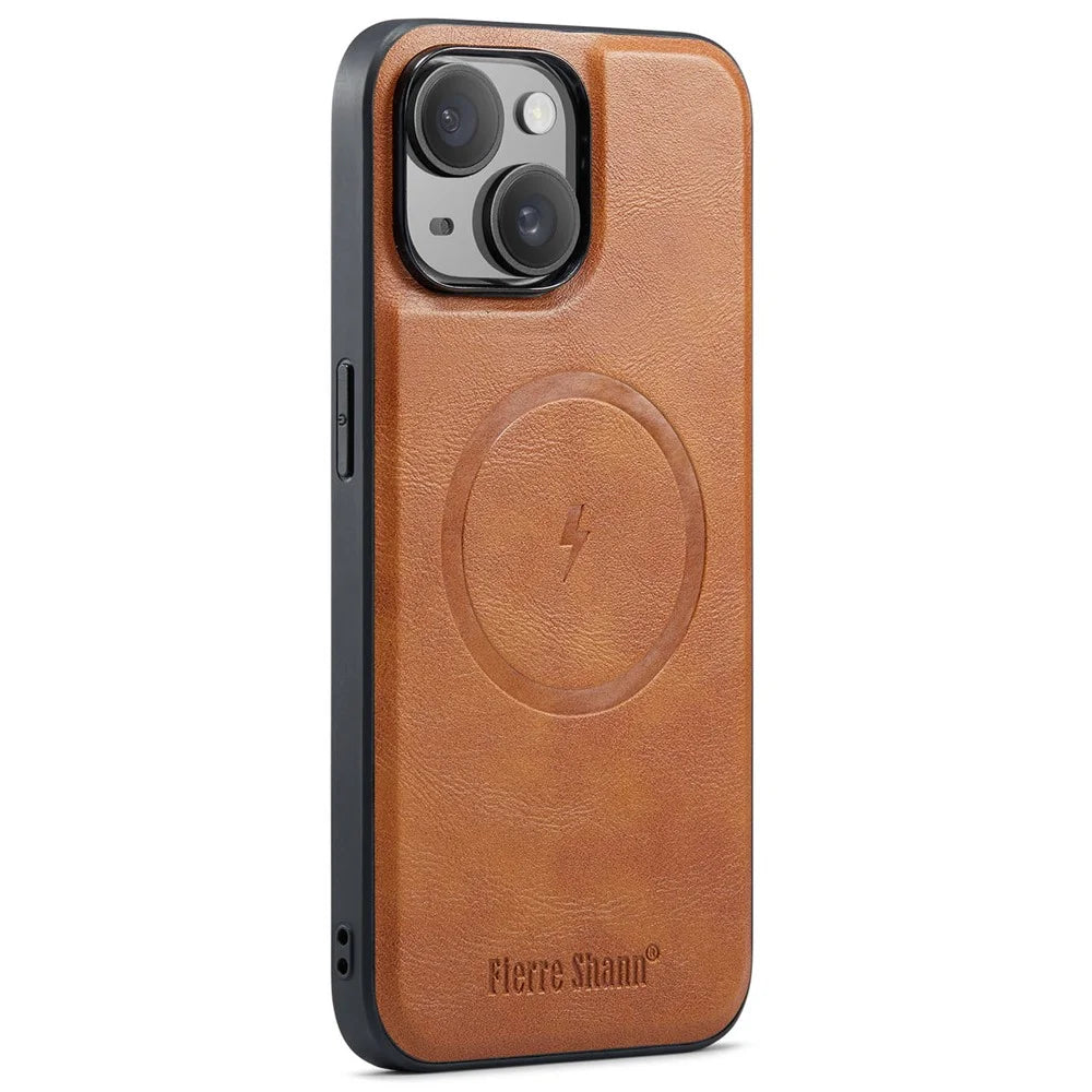 FIERRE SHANN 025 Style For iPhone 13 Detachable Case Leather+TPU Phone Cover RFID Blocking - Brown - 2