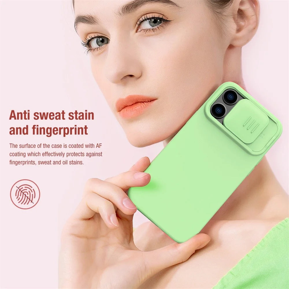 NILLKIN For iPhone 14 Pro 6.1 inch Slide Camera Protection Phone Case Anti-scratch PC + Silicone Cover - Black - 6